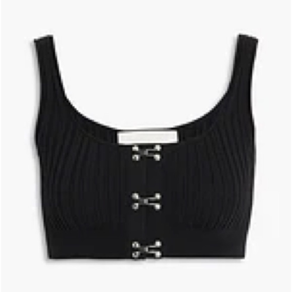 Dion Lee Black Ribbed Crop Top with Hook Details